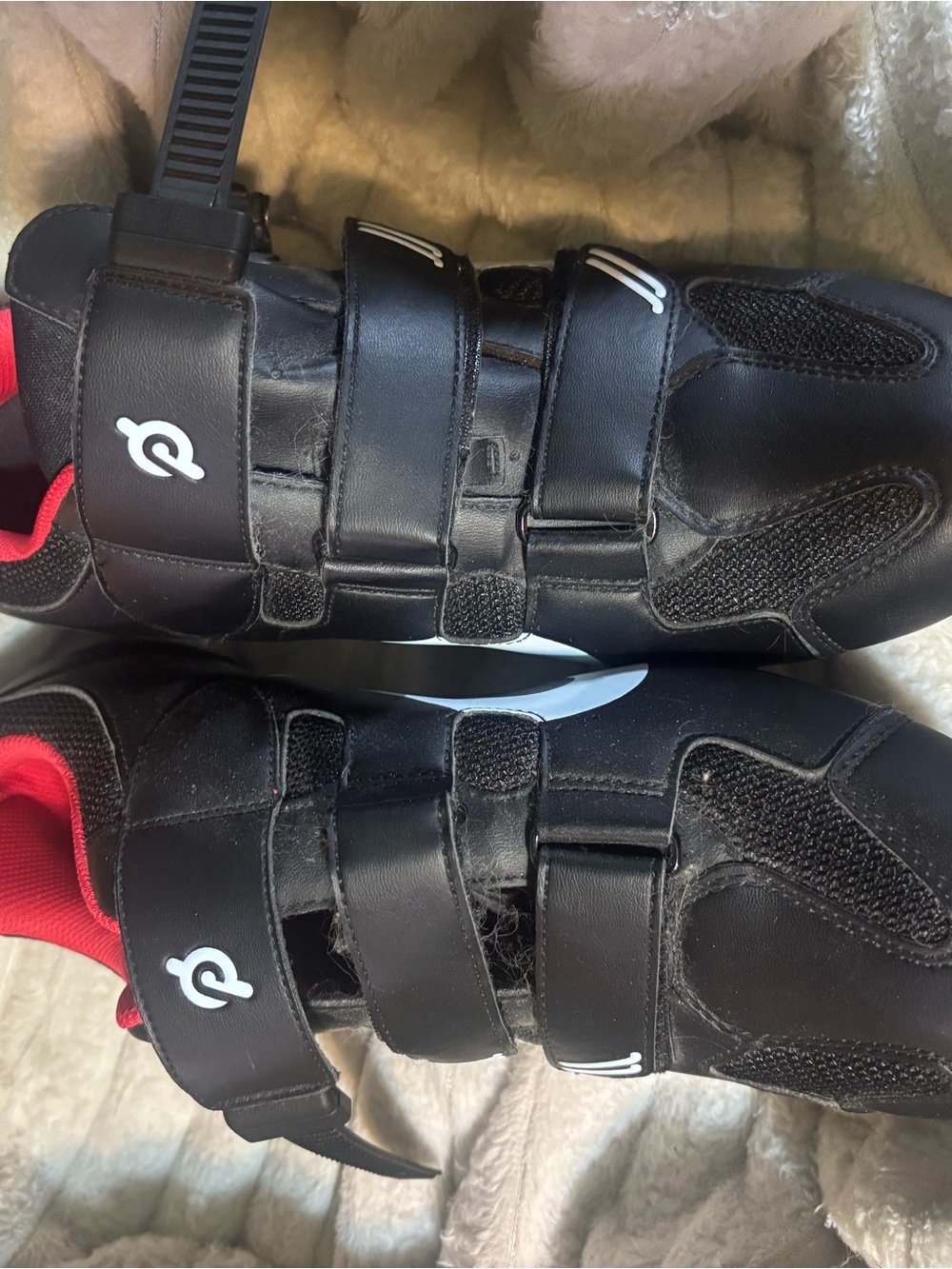 Peloton Black Athletic Cycling Shoes with Red Accent